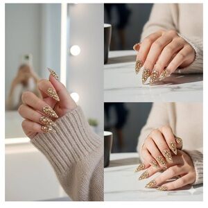 GOLD RHINESTONE PRESS ON NAILS